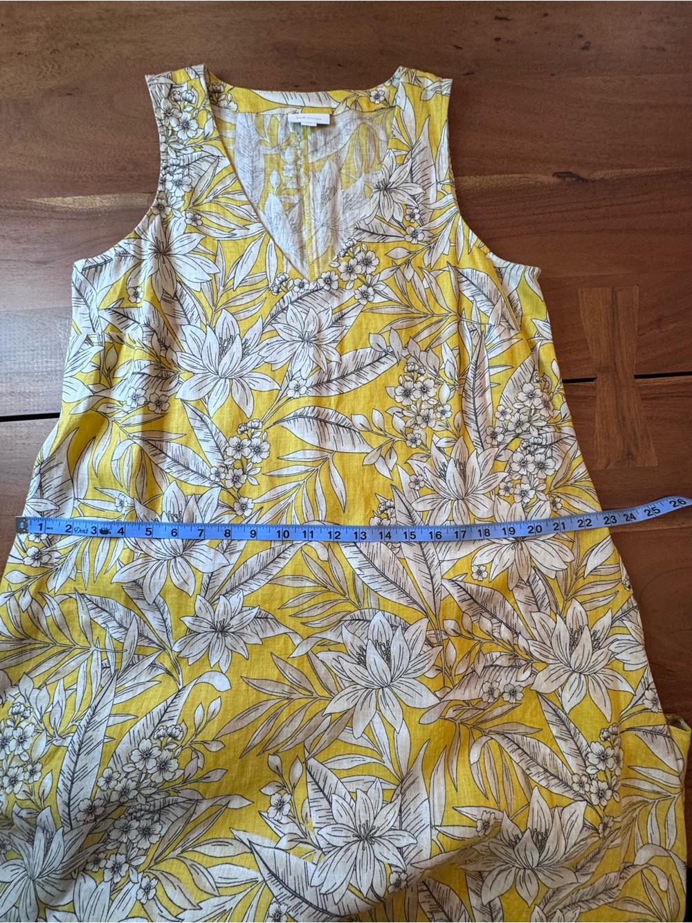 J. Jill 100% Linen Tropical Maxi Dress Yellow Floral Sleeveless Resort Dress - Picture 8 of 8